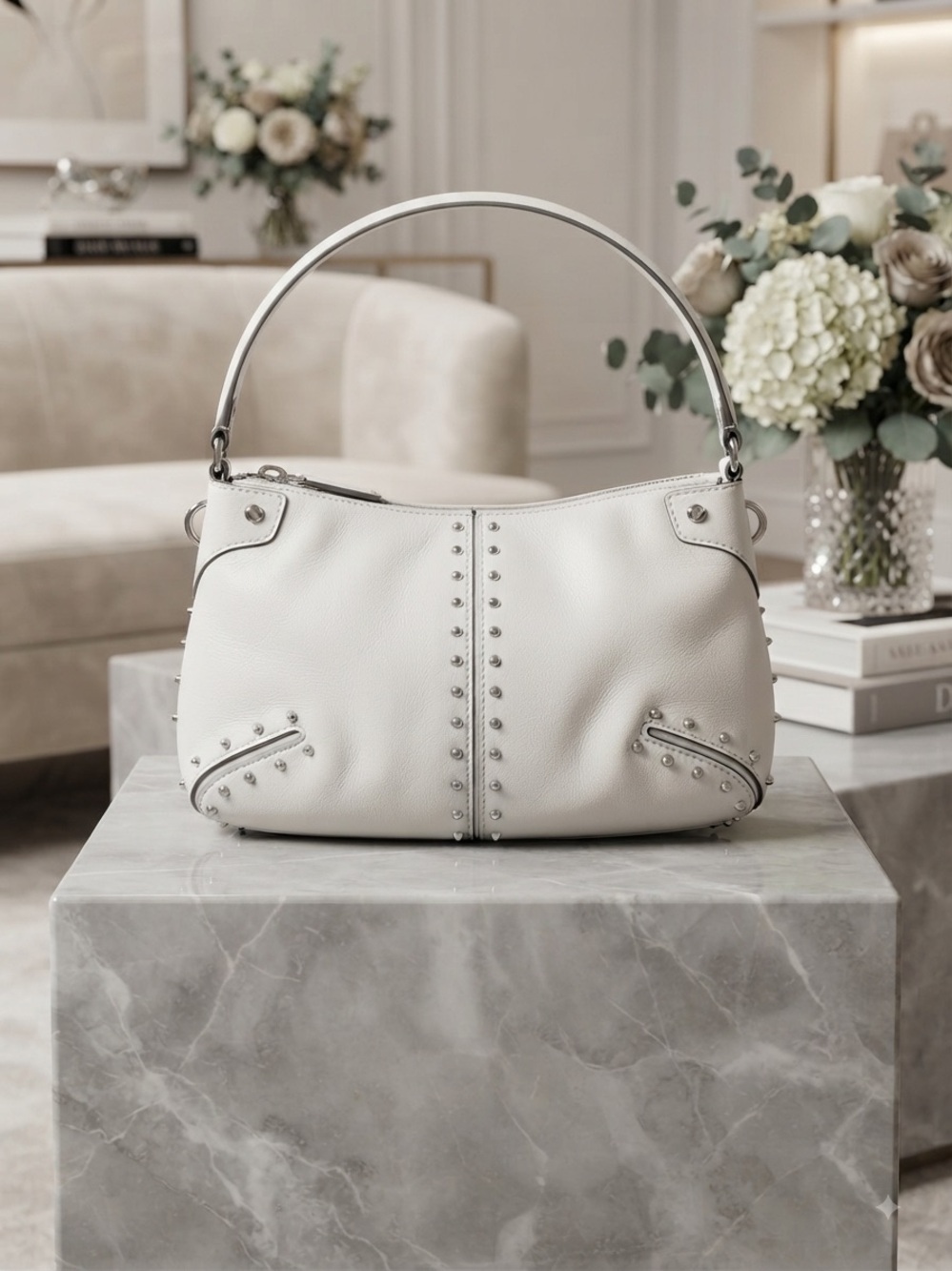 Michael Michael Kors Astor Large Studded Leather Shoulder Bag